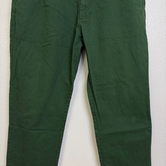 Golf Wang Chino Pants Mens 32 Green Flat Front Cotton Casual Preppy 33x28 - Picture 4 of 10